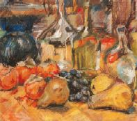 Frchte und Flaschen - Alice Herold - Pastell auf Tonpapier